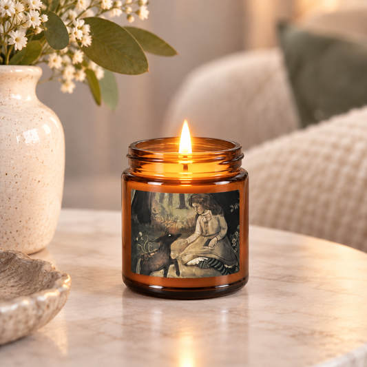 Enchanted Forest Amber Candle | Woodland Fantasy Illustrated Scented Candle