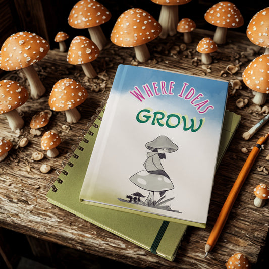 Mushroom Hardcover Journal | Cottagecore Notebook, Fantasy Stationery | Woodland Writer Gift