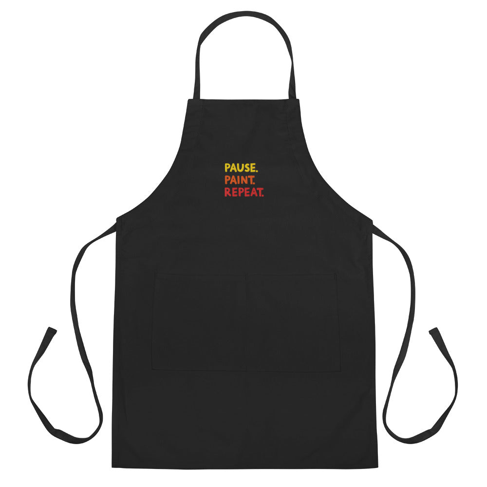 Pause. Paint. Repeat.™ Embroidered Apron | Playful Art Studio Apron for Creative Days