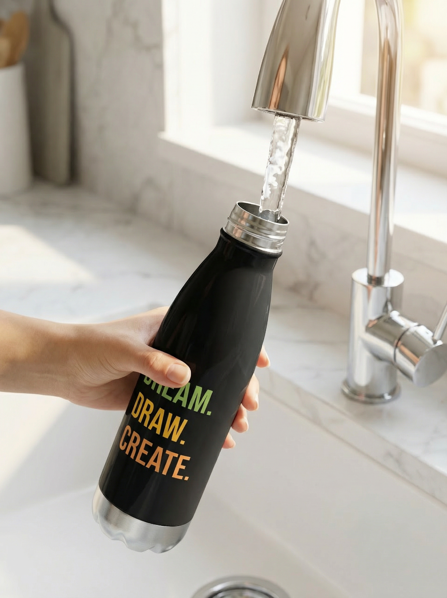 Dream. Draw. Create.™ Stainless Steel Water Bottle | Playful Creative Bottle for Young Artists