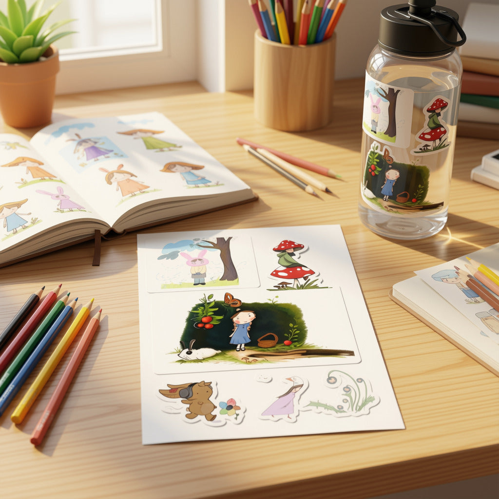 Original Character Sticker Sheet | Whimsical Art Stickers for Journals, Laptops & Gifts