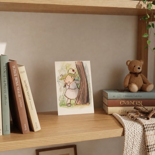 Whimsical Forest Canvas Art | Nomi, Keeper of Forgotten Things | 5x7 Cozy Fantasy Décor