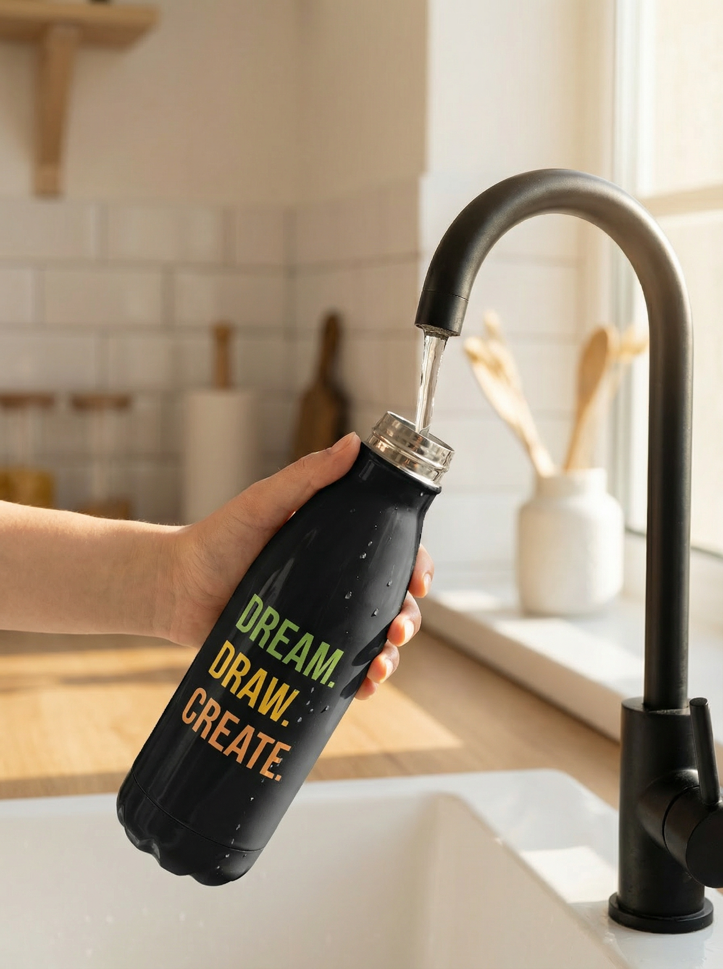 Dream. Draw. Create.™ Stainless Steel Water Bottle | Playful Creative Bottle for Young Artists