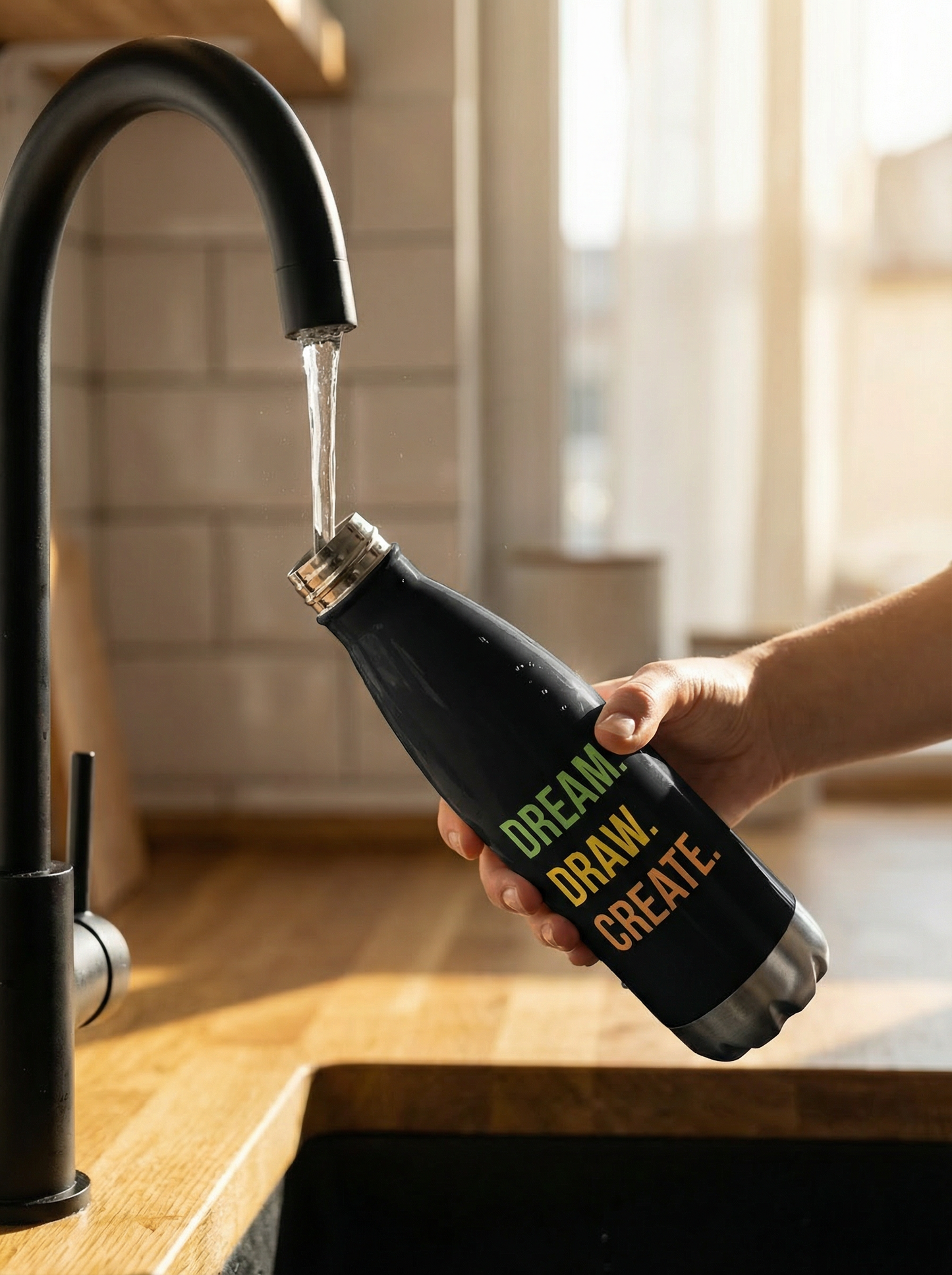 Dream. Draw. Create.™ Stainless Steel Water Bottle | Playful Creative Bottle for Young Artists