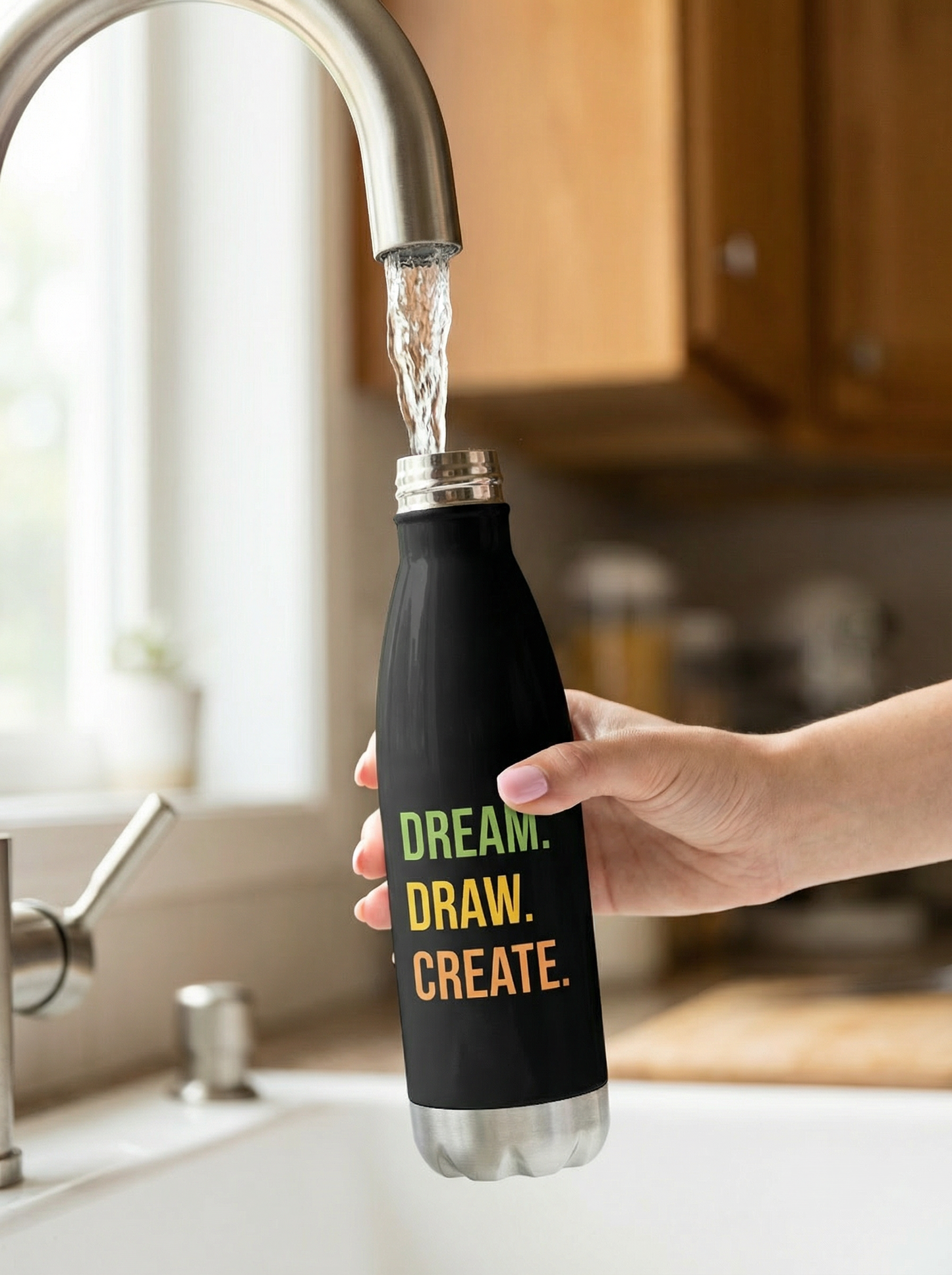 Dream. Draw. Create.™ Stainless Steel Water Bottle | Playful Creative Bottle for Young Artists