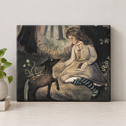 Enchanted Forest Canvas Wall Art | Woodland Fantasy Storybook Illustration