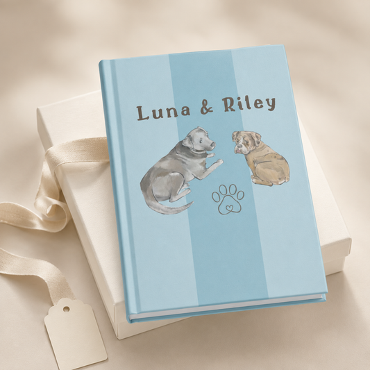Personalized Pet Portrait Hardcover Journal | Custom Name & Hand-Drawn Pet Artwork