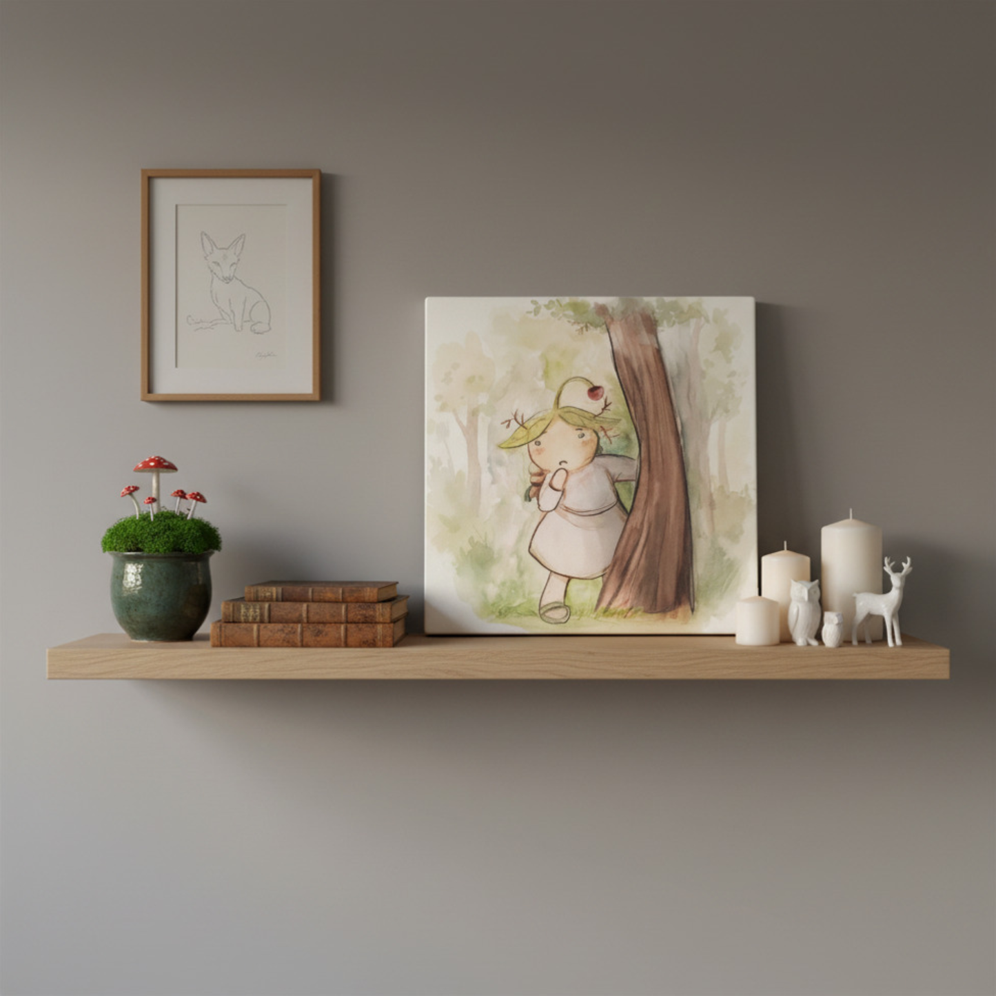 Whimsical Woodland Art Canvas | Original Illustration - Nomi, Keeper of Forgotten Things