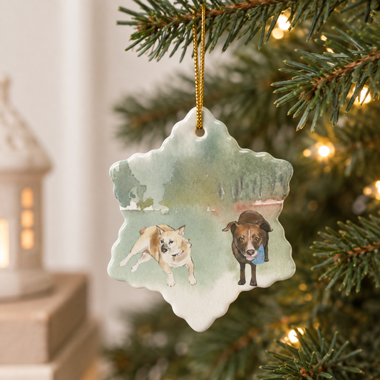 Custom Portrait Christmas Ornament | Hand Drawn Family Couple Pet Art | Personalized Holiday Keepsake Gift