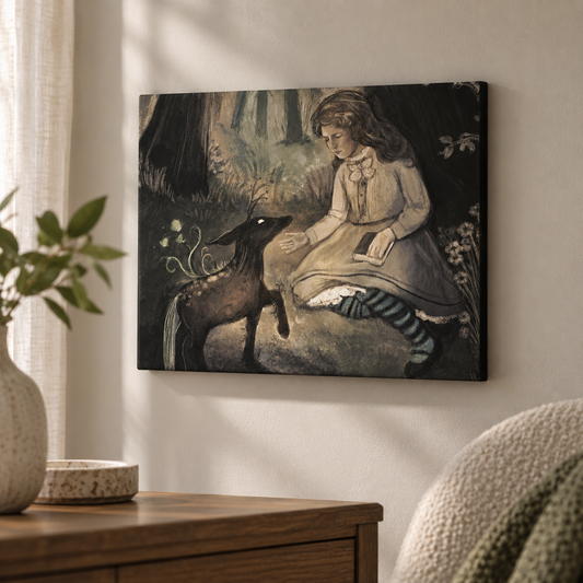 Enchanted Forest Canvas Wall Art | Woodland Fantasy Storybook Illustration
