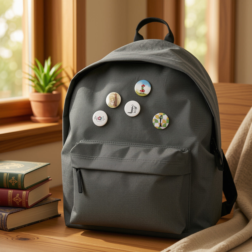 Mogu Isle Guardian Button Pin Set – 5 Whimsical Fantasy Character Pins